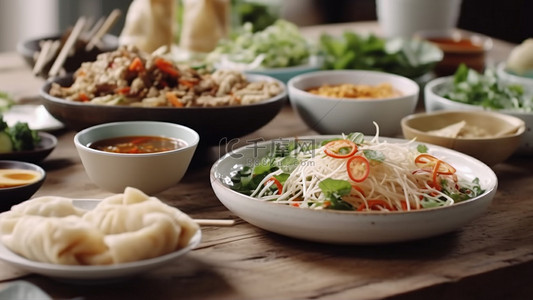 凉拌佐料背景图片_越南食物春卷背景