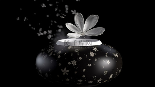 清新空气空气背景图片_黑色背景下的 3D 渲染芳香疗法空气清新剂