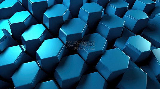 蓝色豪华抽象背景，具有几何 3D 六角形状，非常适合医学科学和技术