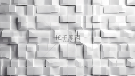 无缝地面背景图片_当代白色方形砖图案墙体纹理无缝 3D 渲染设计