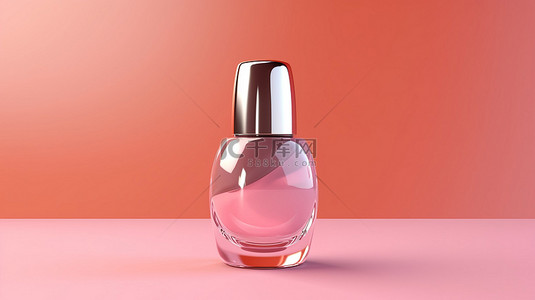 粉色背景指甲油瓶样机令人惊叹的3D美容产品插画