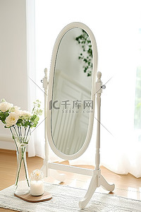 梳妆镜背景图片_大型现代卧室白色立式梳妆镜 6x3 英寸