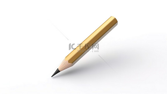 白色背景上网站 ui 的铅笔图标的真实 3D 渲染