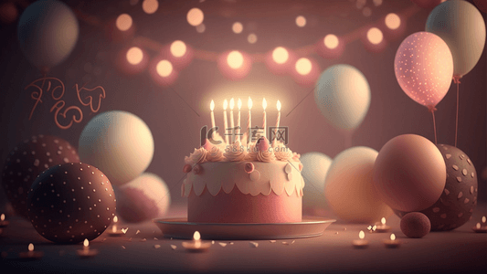 蛋糕生日蜡烛背景图片_生日蜡烛蛋糕气球唯美背景