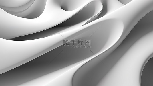 3d 渲染的抽象背景中白色曲线的现代单色插图