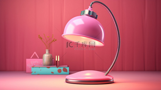 电子生日背景图片_3d 粉红色台灯的插图