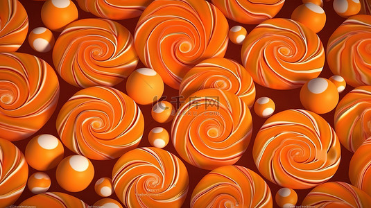 3d 呈现橙色棒棒糖的图案