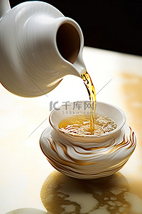 将茶放入白色茶壶中煮沸