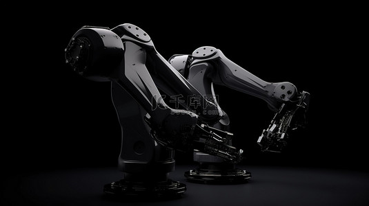 工业机器人手臂背景图片_黑色背景上 3D 渲染的未来机器人手臂
