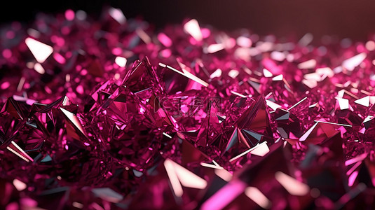 在 3d 中创建的具有金属光泽的抽象粉红色水晶