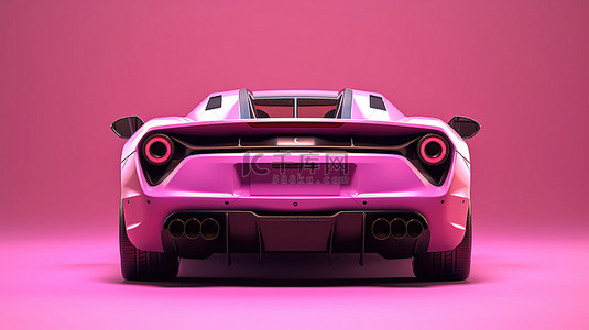 超级背景图片_3D 渲染的粉色超级跑车在匹配的粉色背景下的后视图
