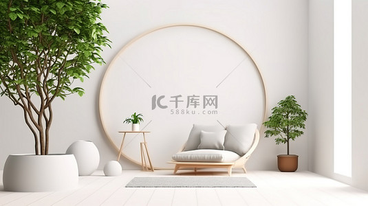 空间墙背景图片_白色简约日式艺术渲染营造轻松的室内空间