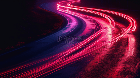 夜晚山路上红色灯光线条流线纹理的背景16