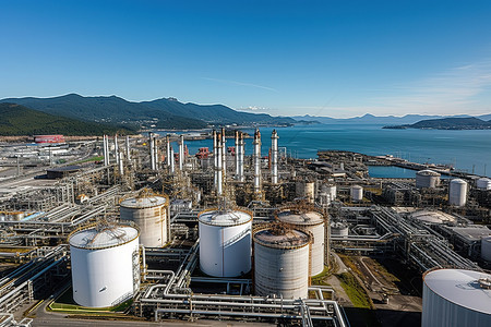 大型群众性活动背景图片_大型炼油厂的鸟瞰图