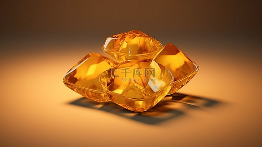 3D 渲染的黄水晶坐垫