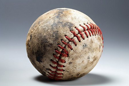 一个旧的犹他州棒球，带有旧的红色缝线