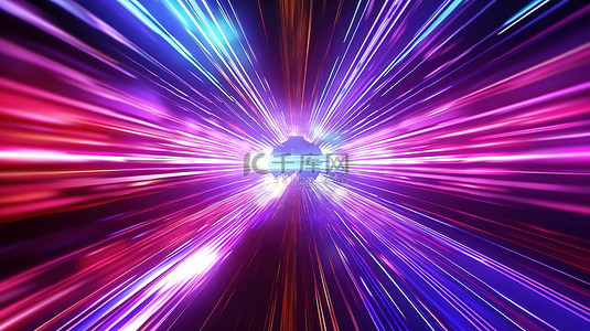 时间旅行背景图片_带有用于太空旅行的未来速度灯的时间扭曲隧道的 3D 渲染