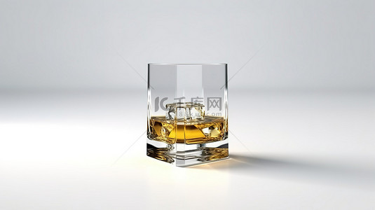 金酒杯背景图片_威士忌酒杯放置在原始的室内环境中 3D 渲染用于产品展览