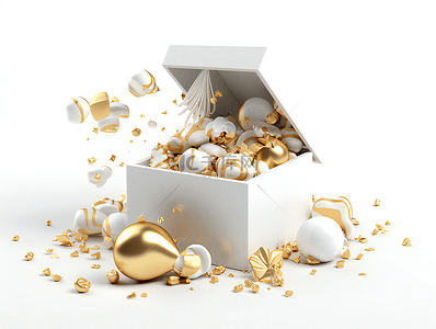节日里打开的礼盒金色配件广告背景