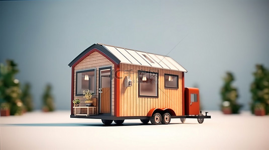 商业地产背景图片_从后视角度以 3D 渲染的现代小房子