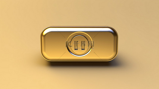 板3D渲染的社交媒体图标上的哑光金色电车符号