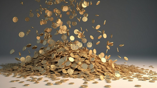 100金币背景图片_比特币和加密货币层叠到堆上的壮观 3D 渲染
