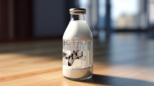 果汁标签背景图片_带有标签的牛奶瓶的 3d 渲染