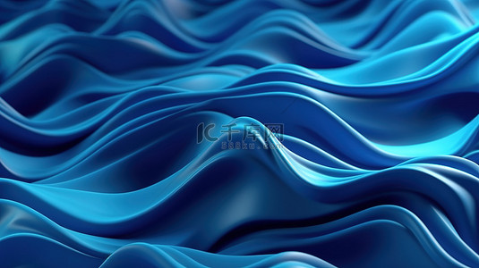 抽象表面上流体蓝波的 3d 渲染