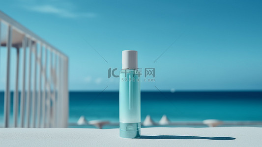 女性护肤品背景图片_护肤品瓶子美容蓝色背景