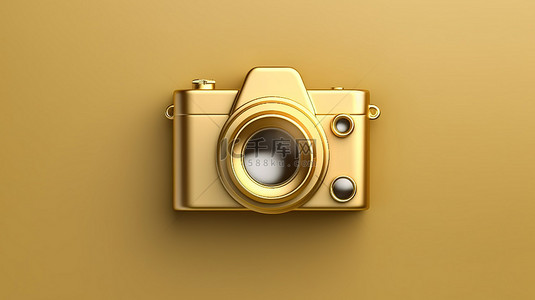 复古相机背景图片_复古相机图标复古摄影的金色符号在优雅的哑光金色背景 3d 上为社交媒体呈现