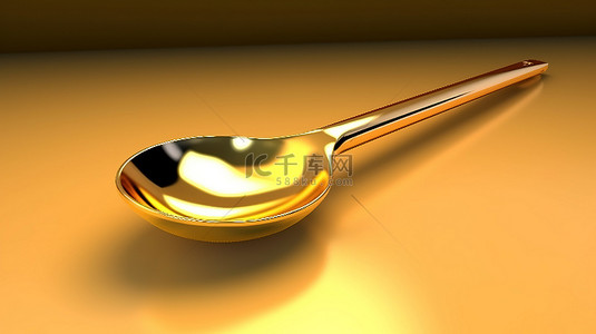 为您的厨房提供豪华金色勺子的 3D 渲染