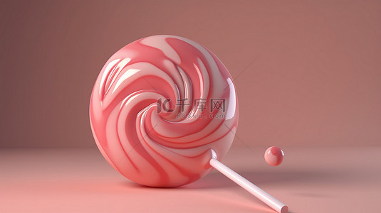 甜粉色插图 3D 棒棒糖