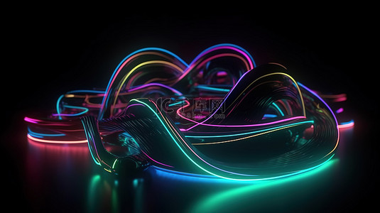 发光的霓虹灯引领了抽象 3D 渲染的趋势