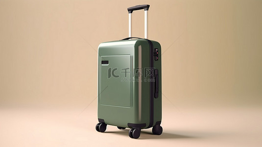 现代旅行者的当代手提箱的 3D 插图