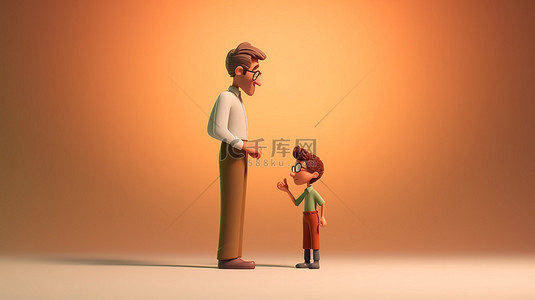 父母散步背景图片_父子相遇的 3d 插图