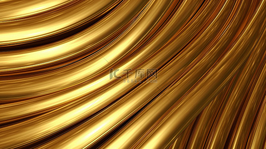 六边形发光背景图片_3D 渲染纹理，带有闪闪发光的金色金属饰面