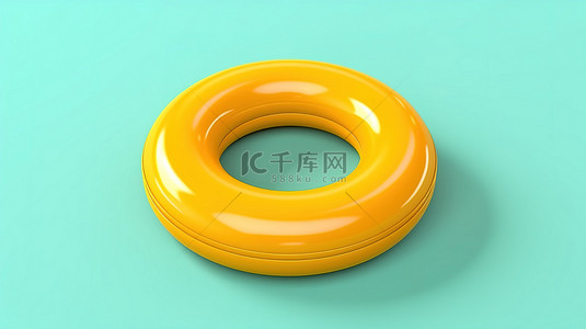 环海背景图片_时尚时尚的 3D 渲染黄色充气环图案