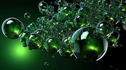 泡泡绿色背景图片_抽象绿色气泡气球的 3d 渲染