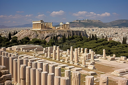 雅典背景图片_从雅典卫城看