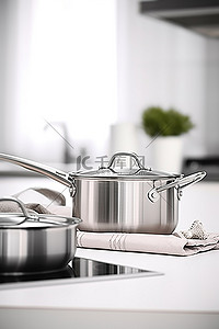 系列背景图片_该系列不锈钢炊具放置在厨房的台面上