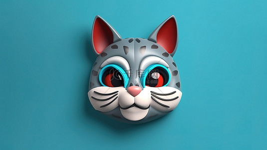 戴着面具的猫的异想天开的 3D 渲染