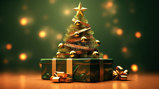 埃尔背景图片_节日圣诞树和礼品盒的 3D 插图