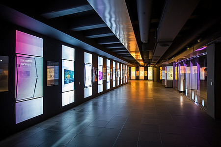 企业背文化景墙背景图片_一个非常大的走廊，有许多窗户分隔两个房间