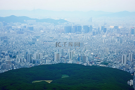 城市周边背景图片_首尔及周边人口区的俯视图