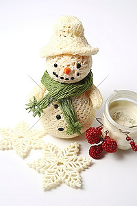 雪人针织钩针围巾装饰圣诞装饰女士工艺品