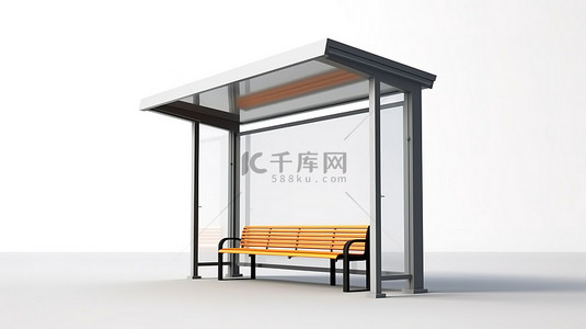 公交车站公交车候车亭标志的模型 3D 渲染