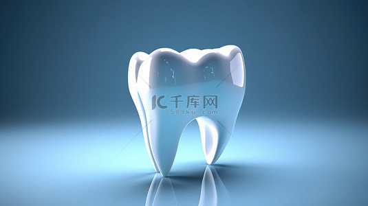 牙齿牙科背景图片_蓝色背景3D牙齿显示