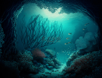深海海底背景背景图片_海洋海底鱼类背景