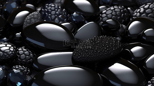 黑玛瑙颜色宝石形状的 3D 渲染