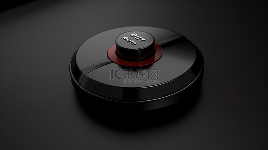 3d直播按钮背景图片_黑暗表面上静音黑色按钮的 3D 渲染